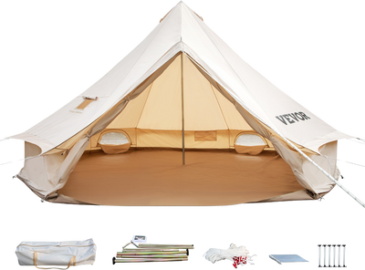 Vevor Bell Tent 13 ft/4m Yurt Cotton Canvas Waterproof With Stove Jack For 5-8 People 4 Seasons New
