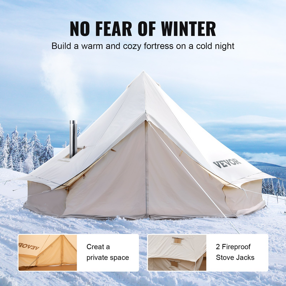 Vevor Bell Tent 16 ft/5m Yurt Cotton Canvas Waterproof With Stove Jack For 8-10 People 4 Seasons New