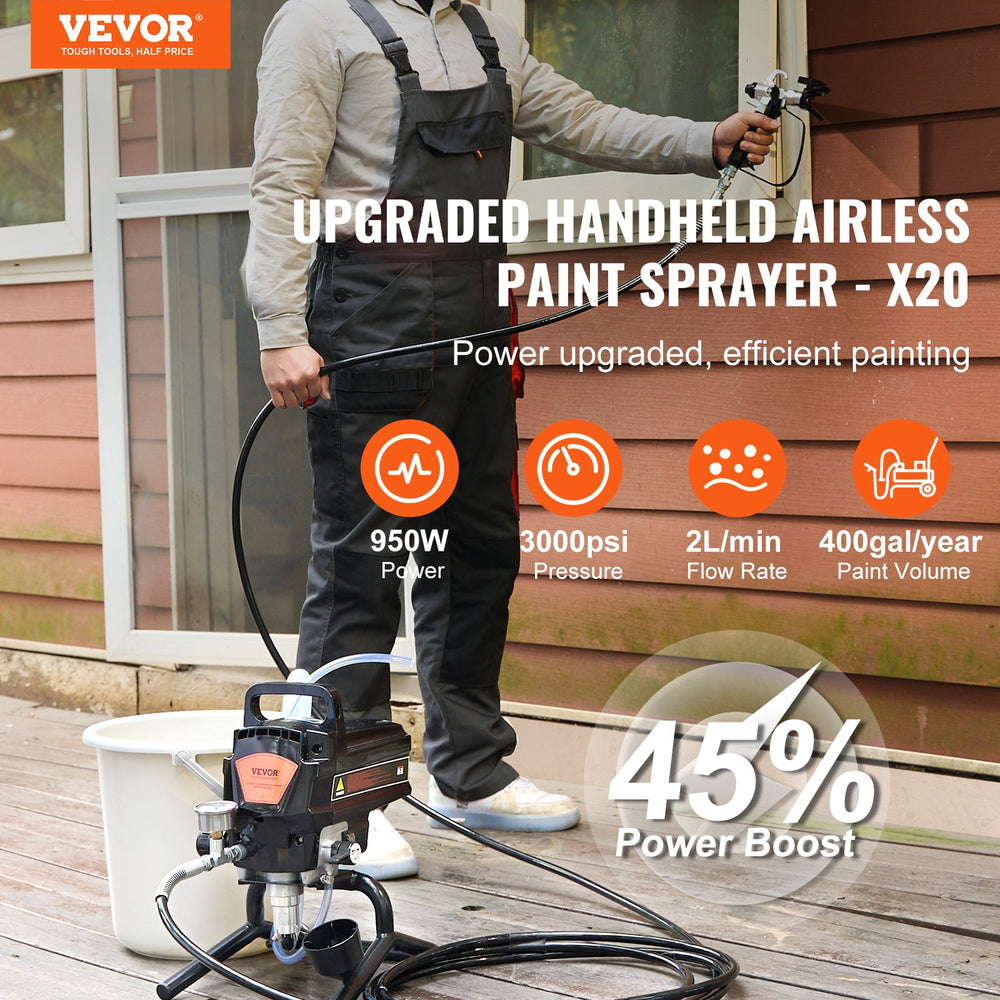 Vevor Airless Paint Sprayer 950W Electric 3000 PSI High Efficiency Handheld for Home Interior Exterior New