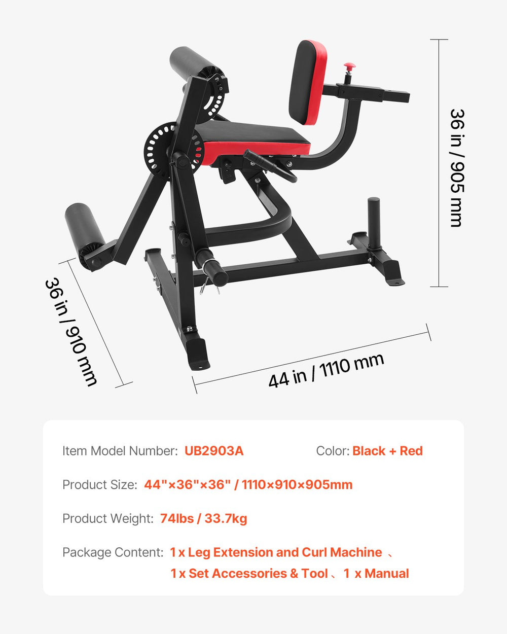 Vevor Leg Extension and Curl Machine 700 Lbs Capacity Adjustable Lower Body Workout Bench New