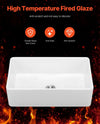 Vevor Farmhouse Sink 33.5" x 20" Undermount Fireclay Single Bowl White New