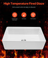 Vevor Farmhouse Sink 32.5" x 20" Undermount Fireclay Single Bowl White with Accessories New