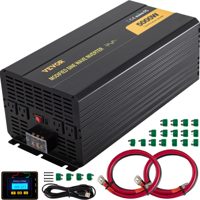 Vevor Power Inverter 5000W Modified Sine Wave Inverter DC 12V to AC 120V with LCD Remote Controller New