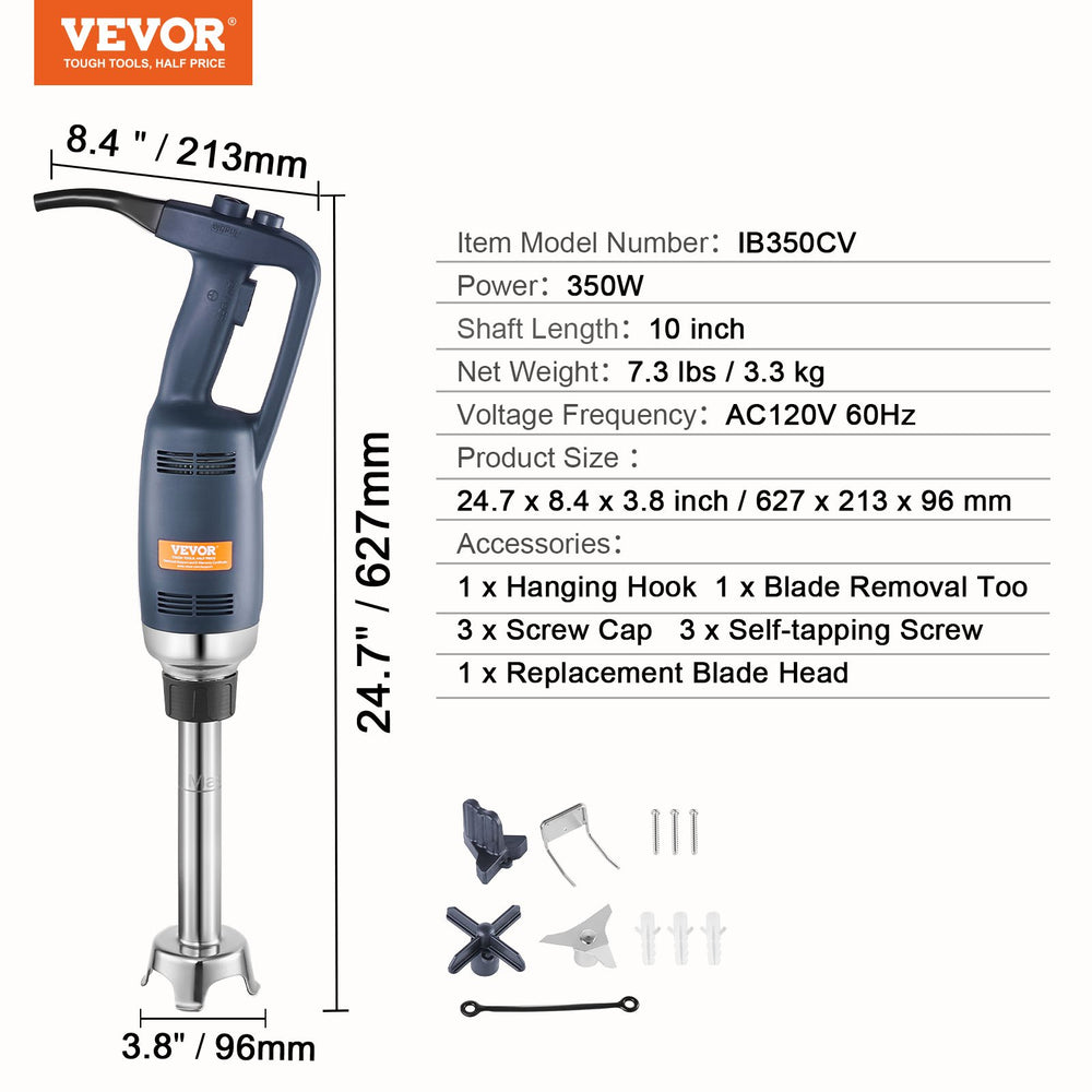 Vevor Immersion Blender 10" 350W Commercial Heavy-Duty Hand Mixer New