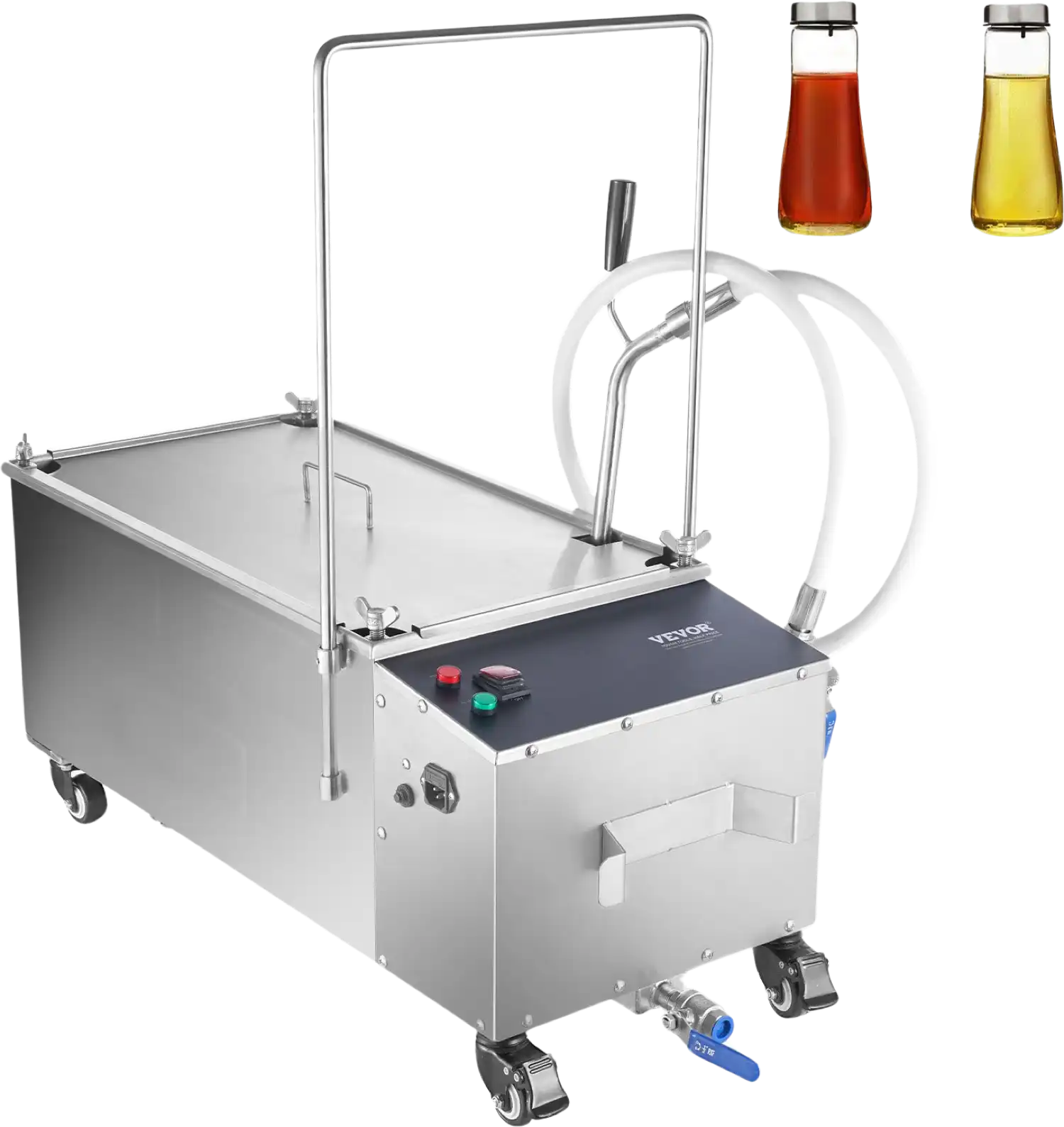 Vevor Mobile Fryer Filter 14.5 Gal Capacity 2.64 GPM Swivel Wheels Oil Transfer Hose New