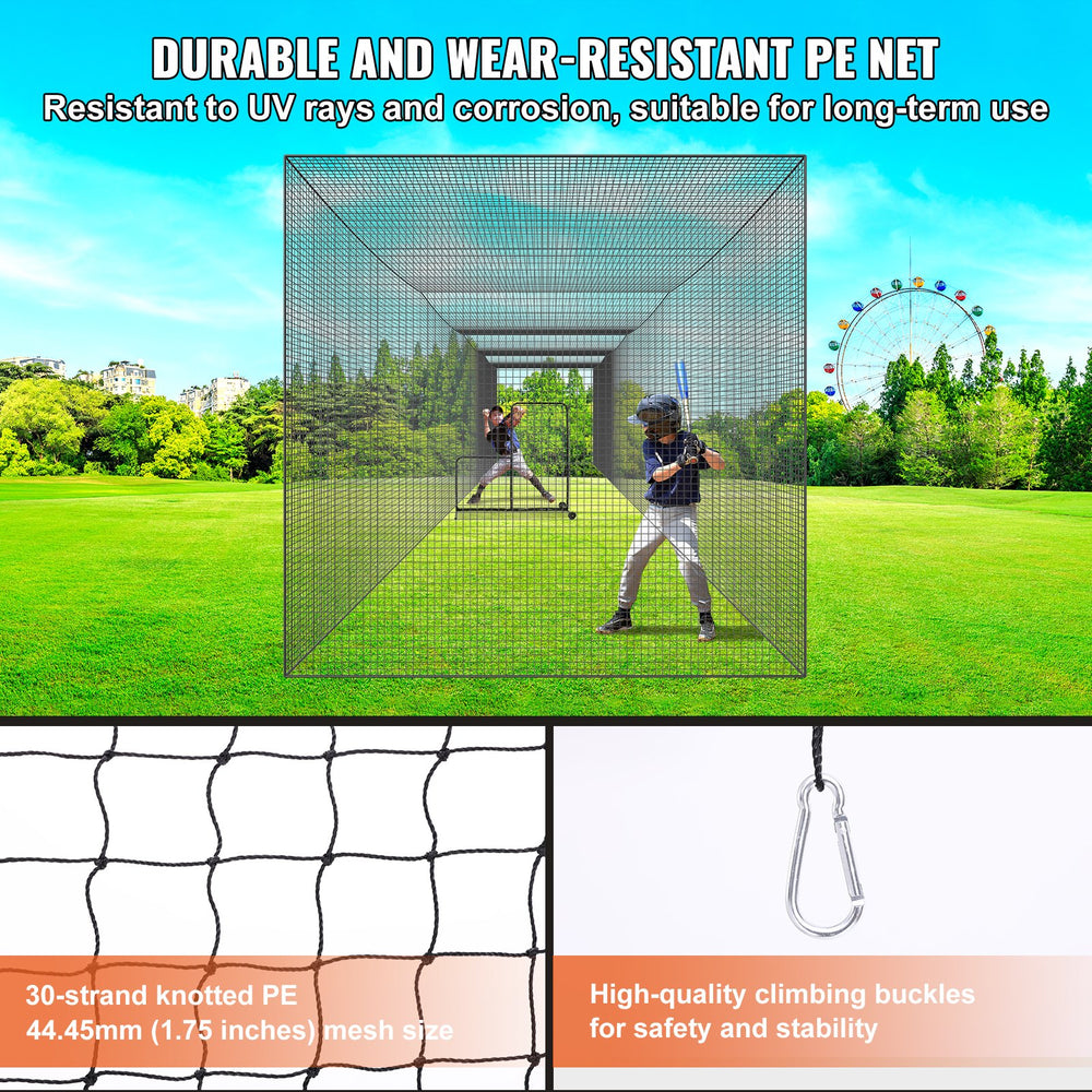 Vevor Baseball Batting Netting 55' x 12' x 12' Training Net Only with Door and Carry Bag New