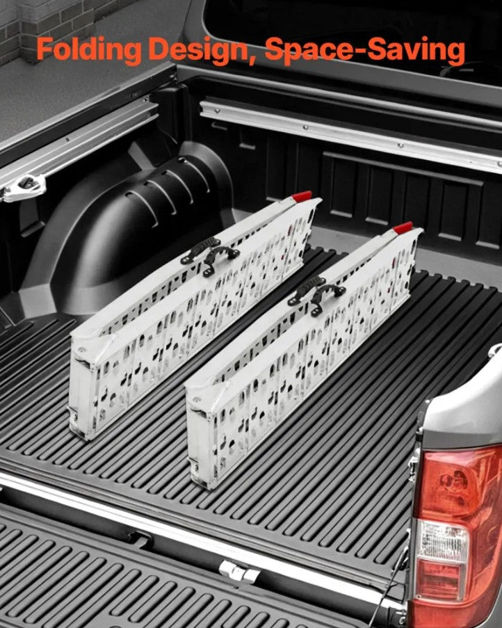 Vevor Aluminum Loading Ramps 1500 Lbs Capacity 2-Pcs Foldable with Handles and Straps New