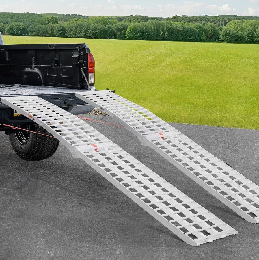 Vevor Aluminum Loading Ramps 2000 Lbs 2-Pack Foldable Non-Slip with Handles and Straps New
