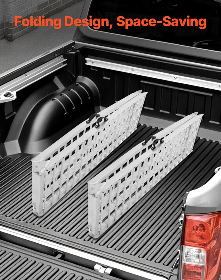 Vevor Aluminum Loading Ramps 2000 Lbs 2-Pack Foldable Non-Slip with Handles and Straps New