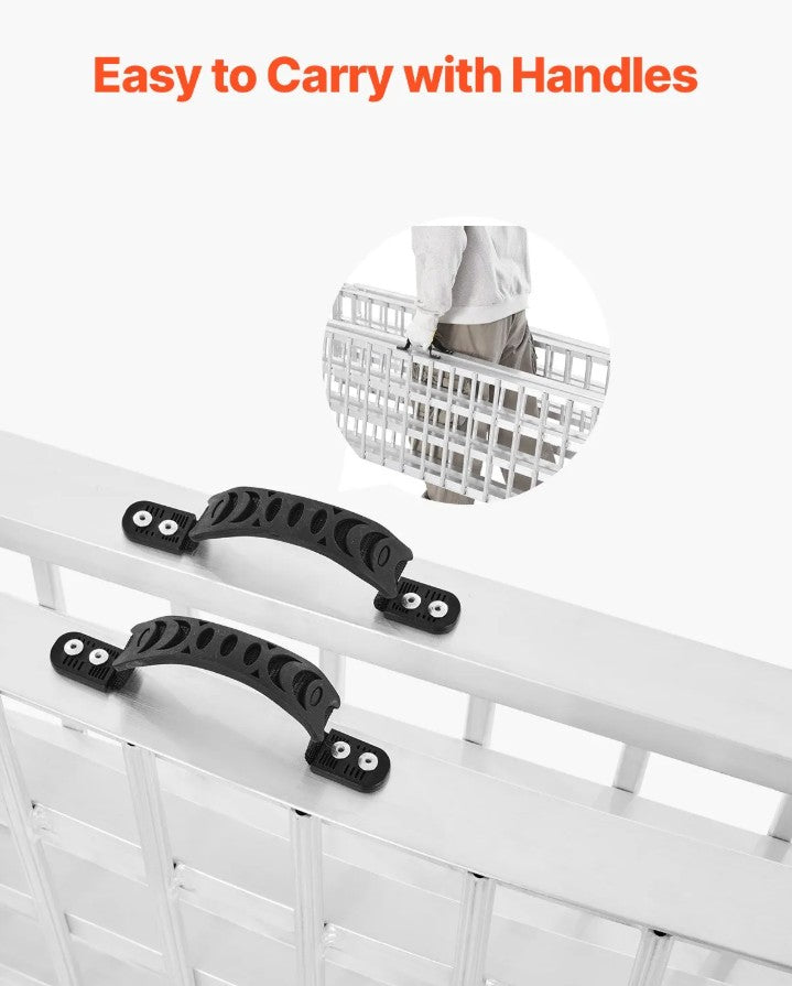Vevor Aluminum Loading Ramps 2000 Lbs 2-Pack Foldable Non-Slip with Handles and Straps New