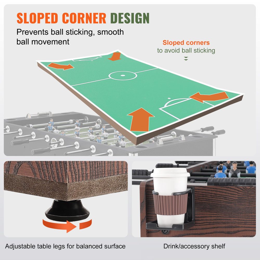 Vevor Foosball Table 48" Standard Size Indoor with 2 Balls Cup Holders and Adjustable Legs New