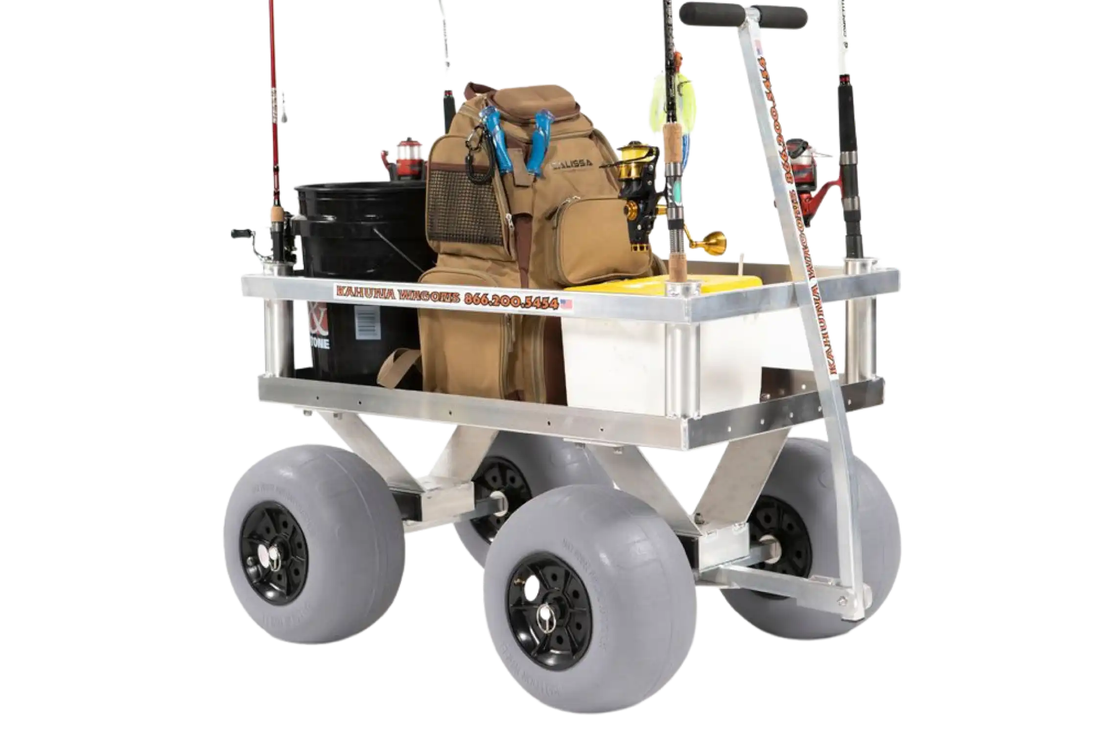 Alumacart Calypso Cruiser Rust Resistant Beach and Fishing Wagon with Rod Holders New