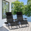 Outdoor Folding Zero Gravity Reclining Lounge Chair with Utility Tray-Black - Gallery View 1 of 9