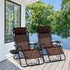 Outdoor Folding Zero Gravity Reclining Lounge Chair with Utility Tray-Brown - Gallery View 1 of 9