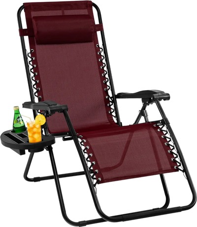 Costway Folding Zero Gravity Reclining Lounge Beach Chair 31806475 New
