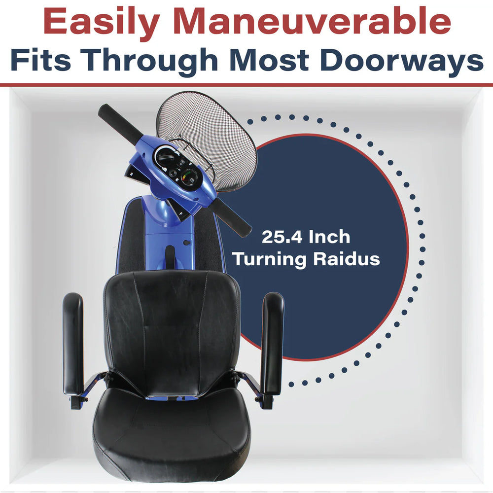 Zip'r 3 Mobility Scooter 3 Wheel 265 lbs. Capacity 24V 12 Miles 4.25MPH TSA Approved Blue New