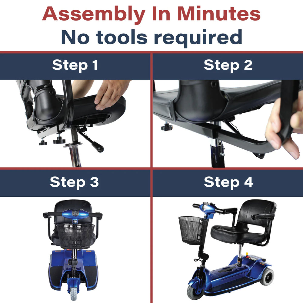 Zip'r 3 Mobility Scooter 3 Wheel 265 lbs. Capacity 24V 12 Miles 4.25MPH TSA Approved Blue New