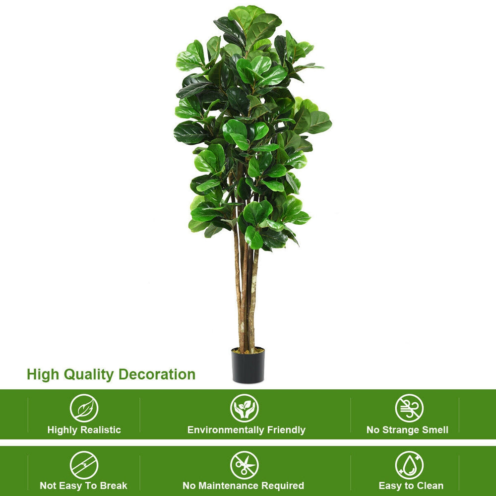 6-feet artificial fiddle leaf fig tree showcasing its realistic leaves and stable base, perfect for adding greenery to.