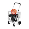 Folding Shopping Cart Basket Rolling Trolley with Adjustable Handle-Silver - Gallery View 1 of 9