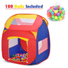 Colorful portable kid play house tent with 100 balls included, featuring breathable mesh windows for visibility and.