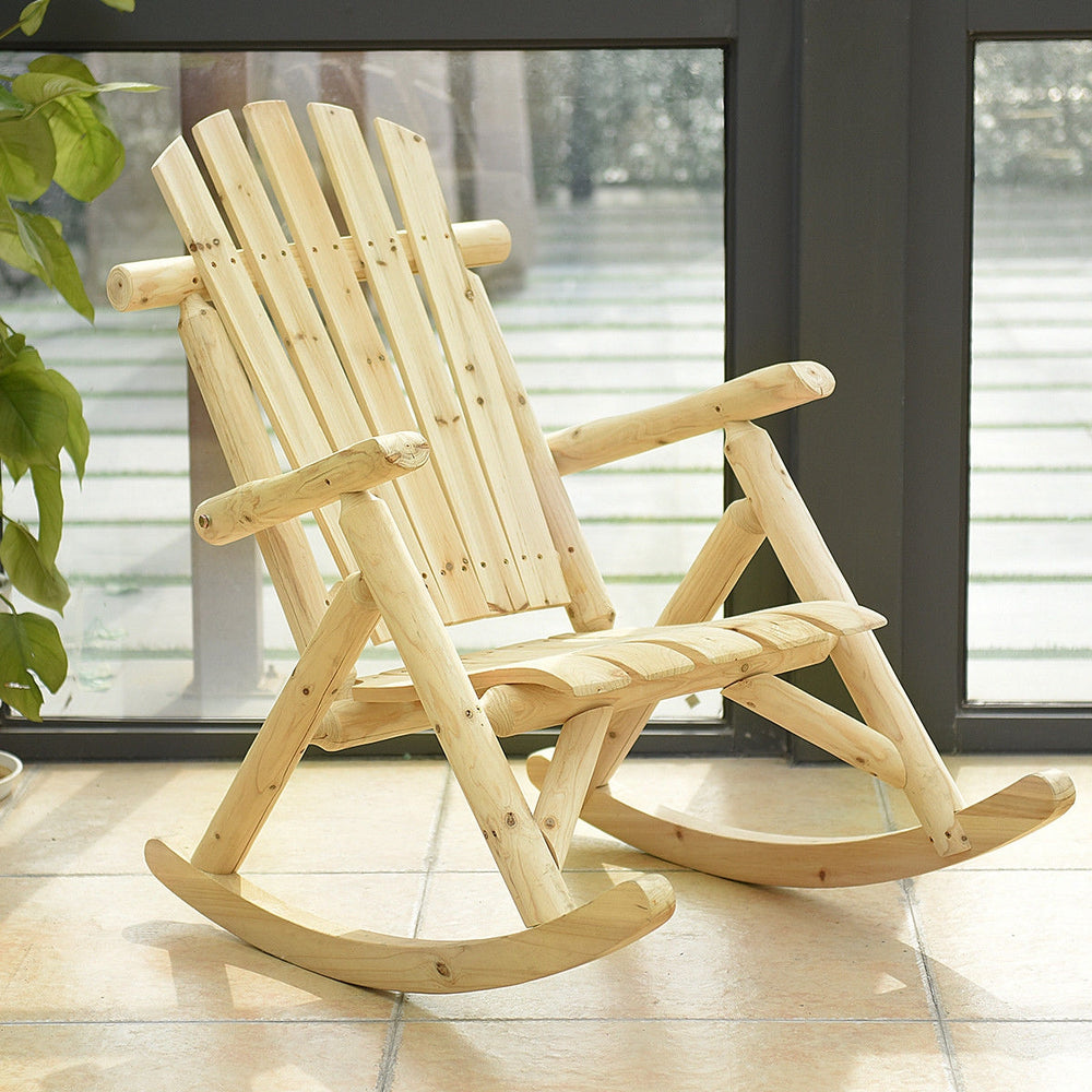 Wood Single Porch Rocker Lounge Patio Rocking Chair - Gallery View 1 of 11