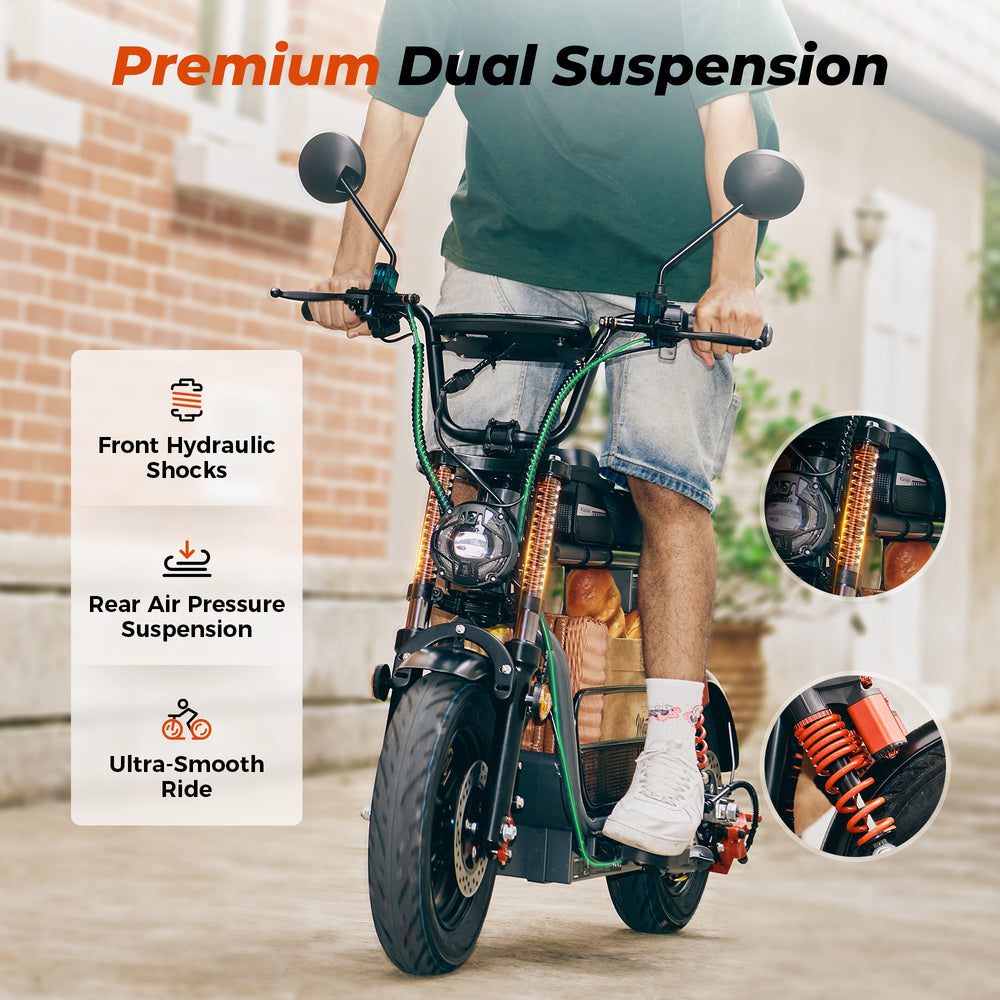 DX5 Electric Scooter premium dual suspension graphic