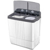 Portable semi-automatic twin-tub washing machine with separate timer controls, ideal for apartments and camping.