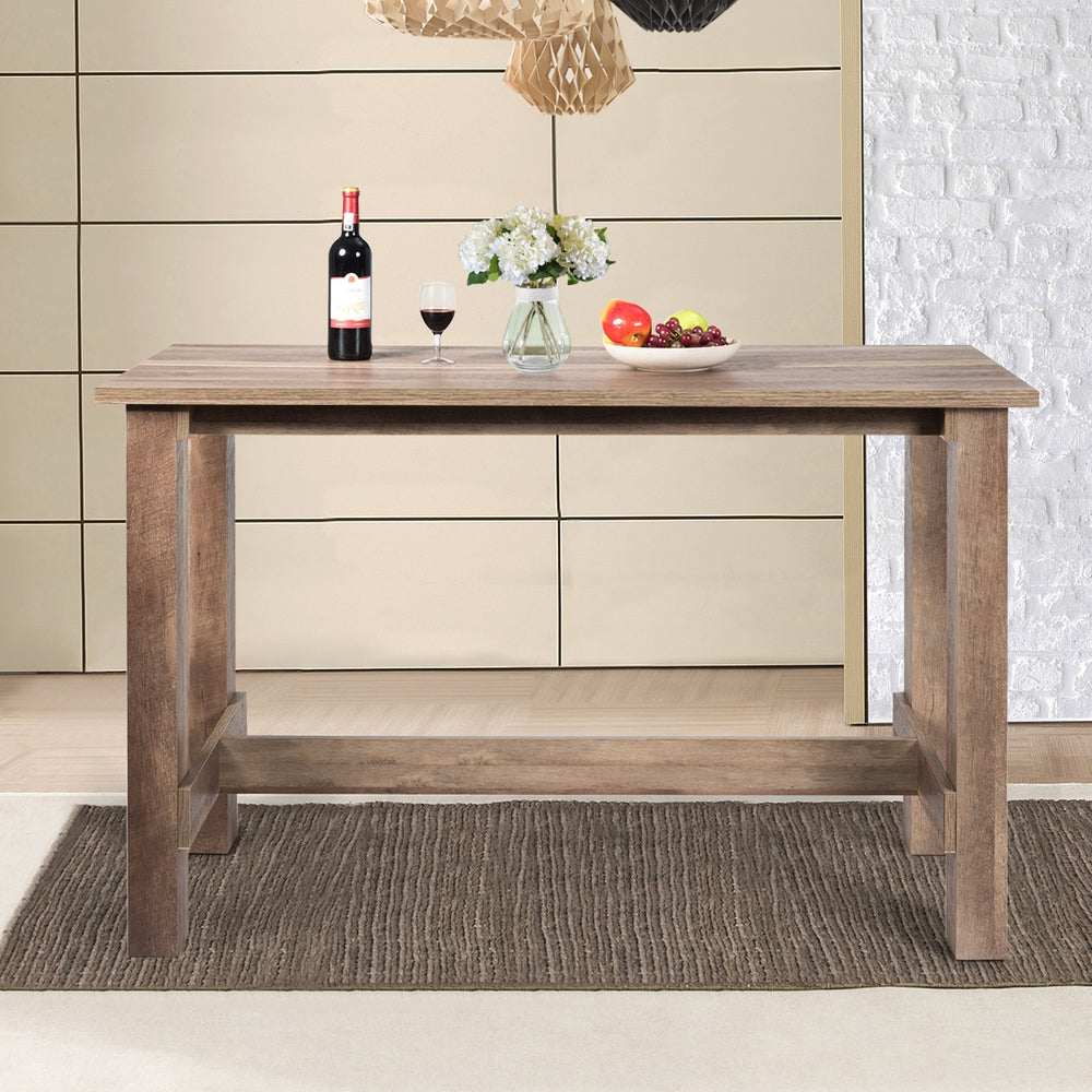 Counter height dining table with beautiful wood grain, solid construction, perfect for dining room or home office use.