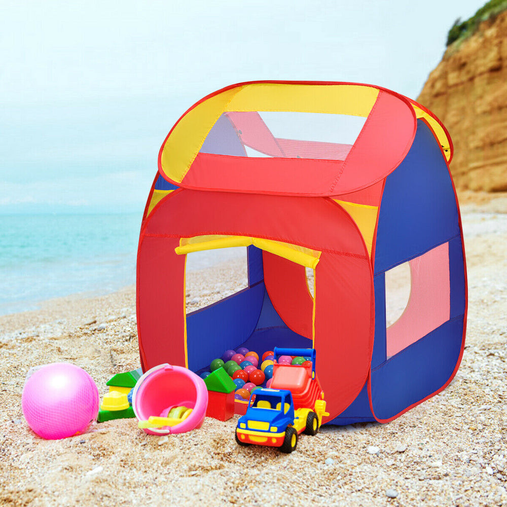 Colorful portable kid play house tent with 100 balls, perfect for outdoor play and easy assembly at home or parks.