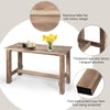 Multifunctional counter height dining table with spacious wood grain top, thick legs, and foot pads for floor.
