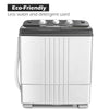 Portable 20 lbs semi-automatic twin-tub washing machine with eco-friendly design, separate timer controls, and drainage.