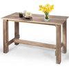 Counter height dining table with a spacious wood grain desktop, solid frame, and simple design for versatile use.