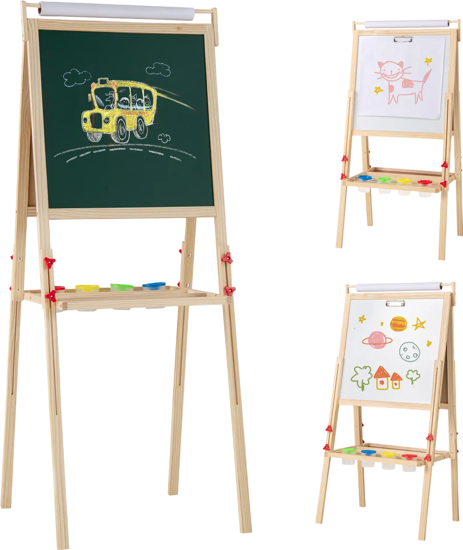 Costway Adjustable Double-Sided Kids Art Easel w/ 4 Paint Cups 795283614 New