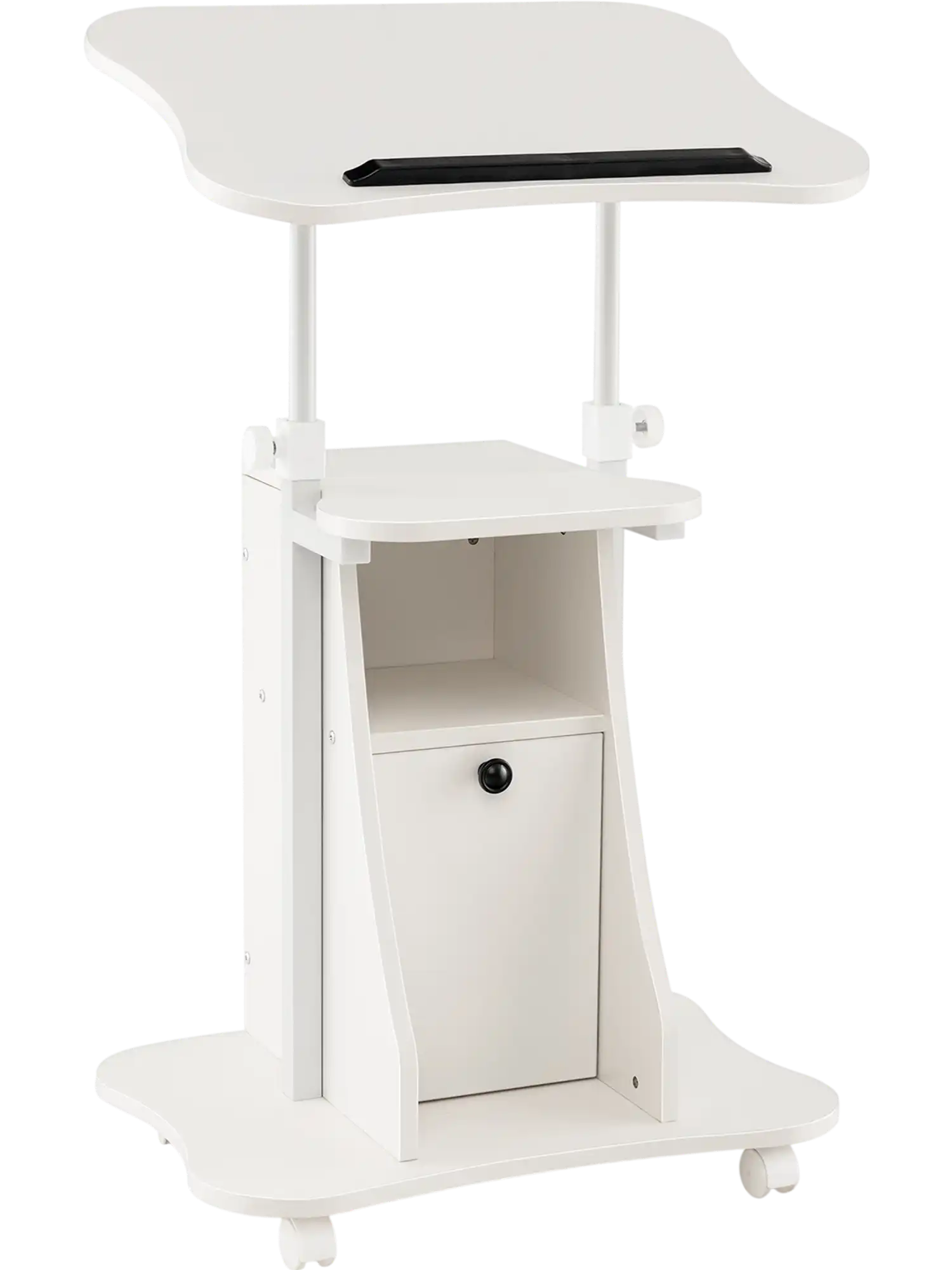 Costway Adjustable Mobile Standing Desk Cart Tilt Desktop Cabinet 95684713 New