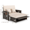 Premium adjustable outdoor patio daybed set with soft cushions, storage ottoman, and foldable side tables for versatile.