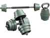 Adjustable weight dumbbell set with connector, featuring foam grip and multiple weight plates for home workouts.
