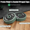 Adjustable weight plates from the dumbbell set, featuring rounded edges and anti-slip PVC edging for floor protection.