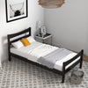 Twin size rustic style platform bed frame in dark brown with headboard and footboard, perfect for teens and adults.