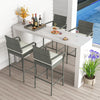 All-weather PE rattan bar chairs set of 4 with armrests and cushions, ideal for poolside or backyard gatherings.