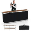 Aluminum portable picnic table with spacious 81" tabletop and 2-tier open shelves, ideal for camping and outdoor use.