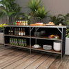Aluminum Portable Picnic Table with 2-Tier Open Shelves and Spacious Tabletop-Coffee - Gallery View 1 of 10