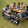 Aluminum Portable Picnic Table with 2-Tier Open Shelves and Spacious Tabletop-Black - Gallery View 1 of 10