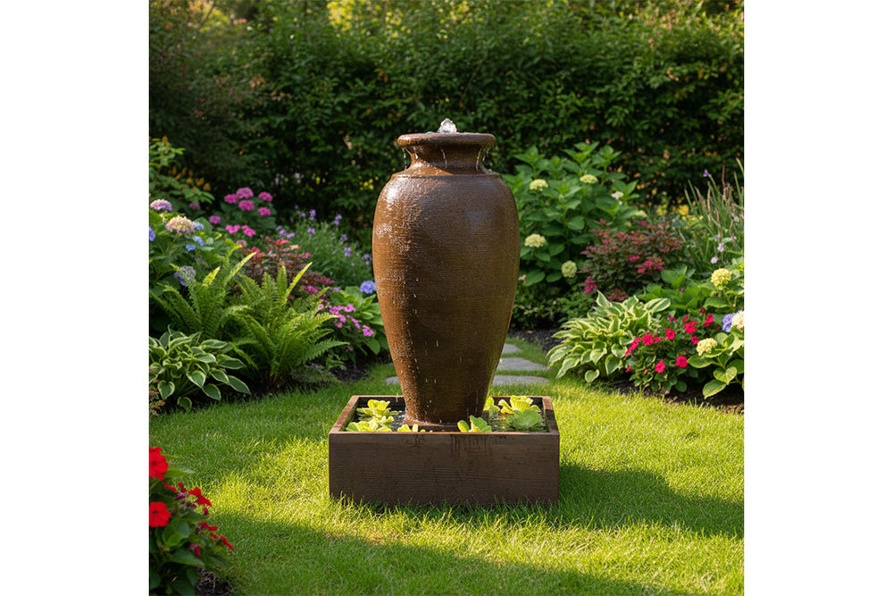 Exaco Amphora Outdoor Water Fountain 47" Tall with LED New