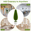 Teardrop-shaped artificial cedar bush in a stylish pot, perfect for home, office, or restaurant decor.
