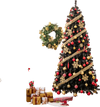 7 ft artificial Christmas tree with bendable top, black leaves, and 340 pre-strung LED lights for festive holiday decor.