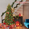 Green artificial Christmas tree with 721 branch tips, set up in a cozy living room for festive holiday decor.