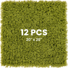 Light green artificial grass wall panel, 20 x 20 inches, 12 pieces, ideal for garden and balcony decoration.