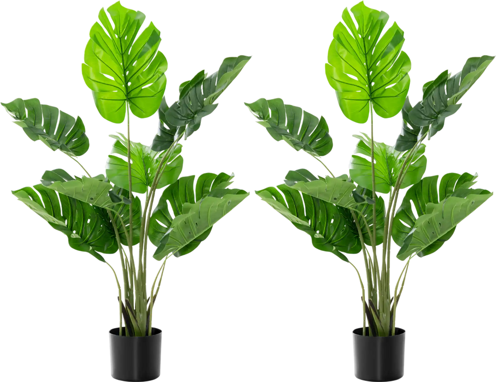 2 Pack Artificial Monstera Deliciosa Tree with 10 Leaves of Different Sizes