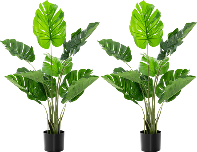 Costway 2 Pack Artificial Monstera Deliciosa Tree 10 Leaves 95271834 New