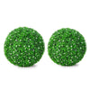 Two 19.5-inch faux boxwood topiary balls with white flowers, made of UV-proof PE material for indoor or outdoor use.